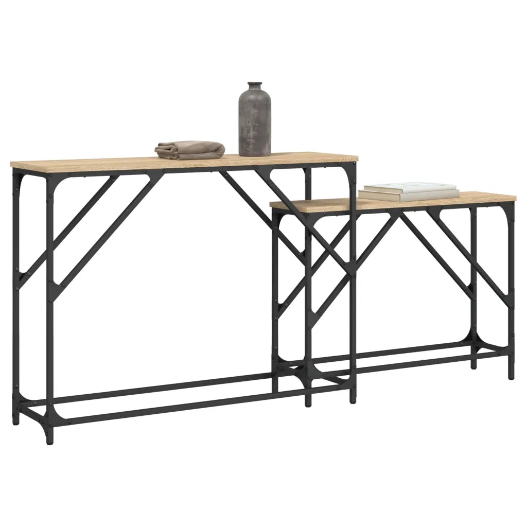 Tavoli Consolle | Tavolo d'Ingresso Impilabili 2 pz Rovere Sonoma Legno Multistrato