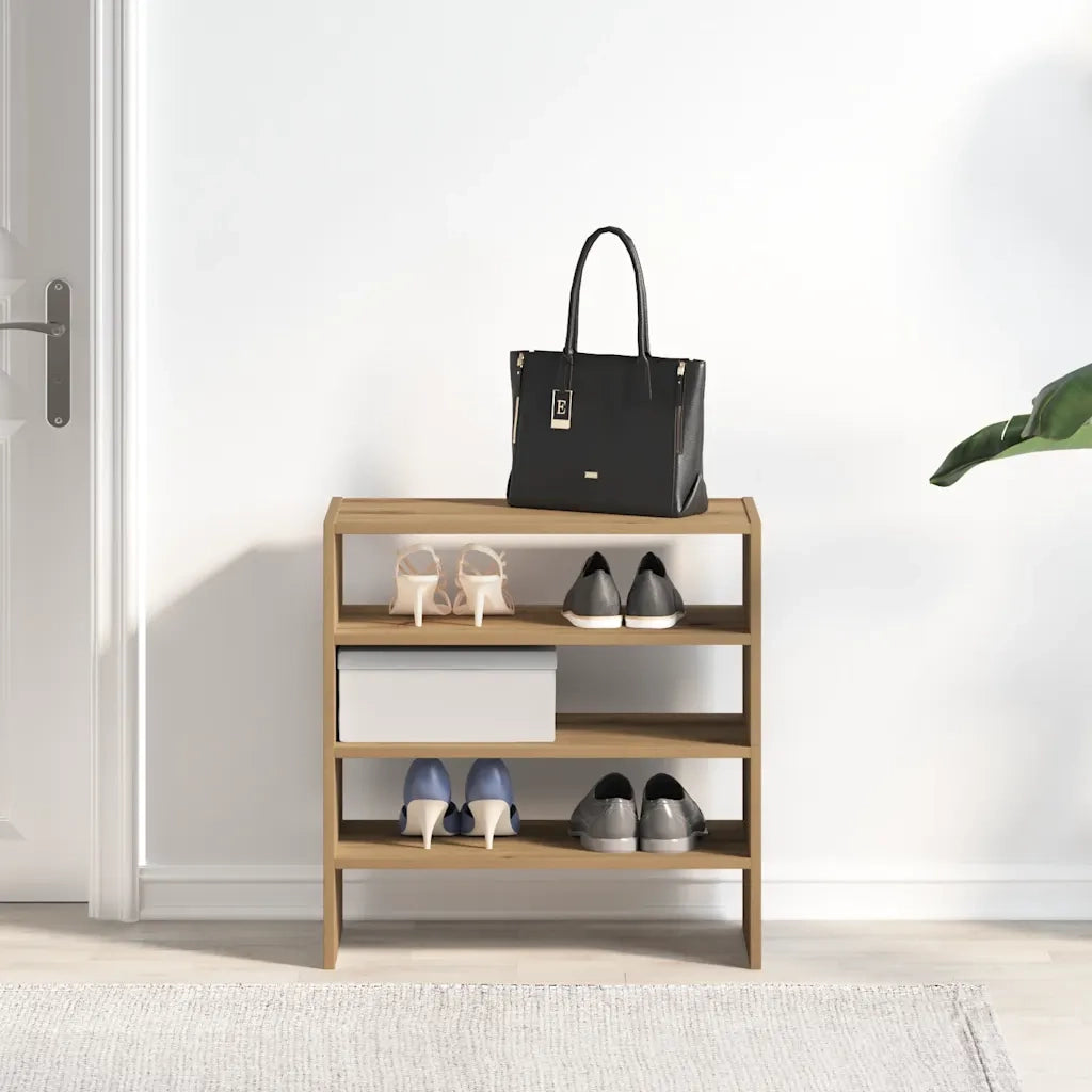 Scarpiere 2 pz Impilabili-Set di 2 Scaffale per scarpe Rovere Artigianale 60x30x30,5 cm