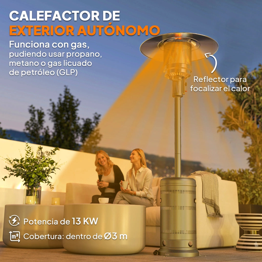 Stufa a Gas Butano Portatile ¨C Xylo ¨C 13000W con Sistema Antiribaltamento e Ruote 82x82x222 cm Grigio
