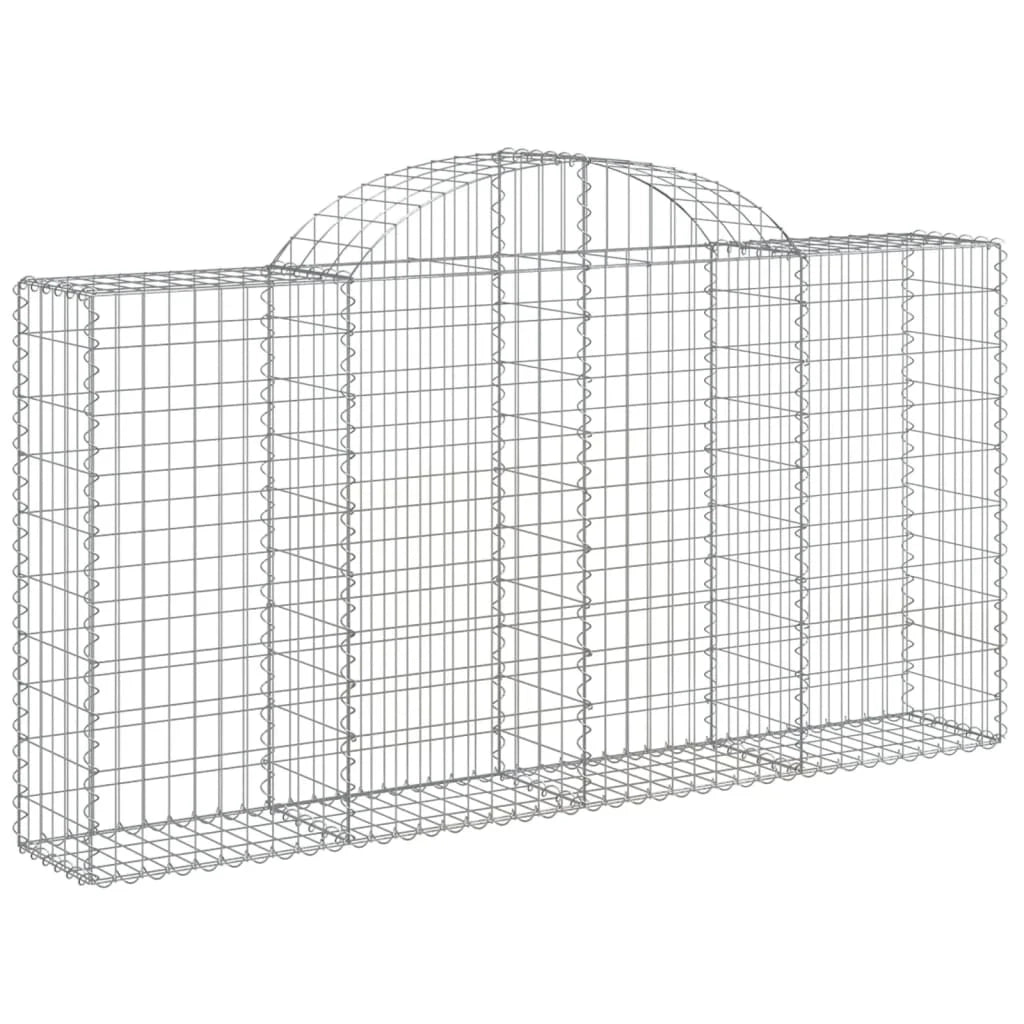 Set di 8 gabbioni ad arco per recinzione gabbia o muro di contenimento 200 x 30 x 100/120 cm ferro zincato argento 02_0041154
