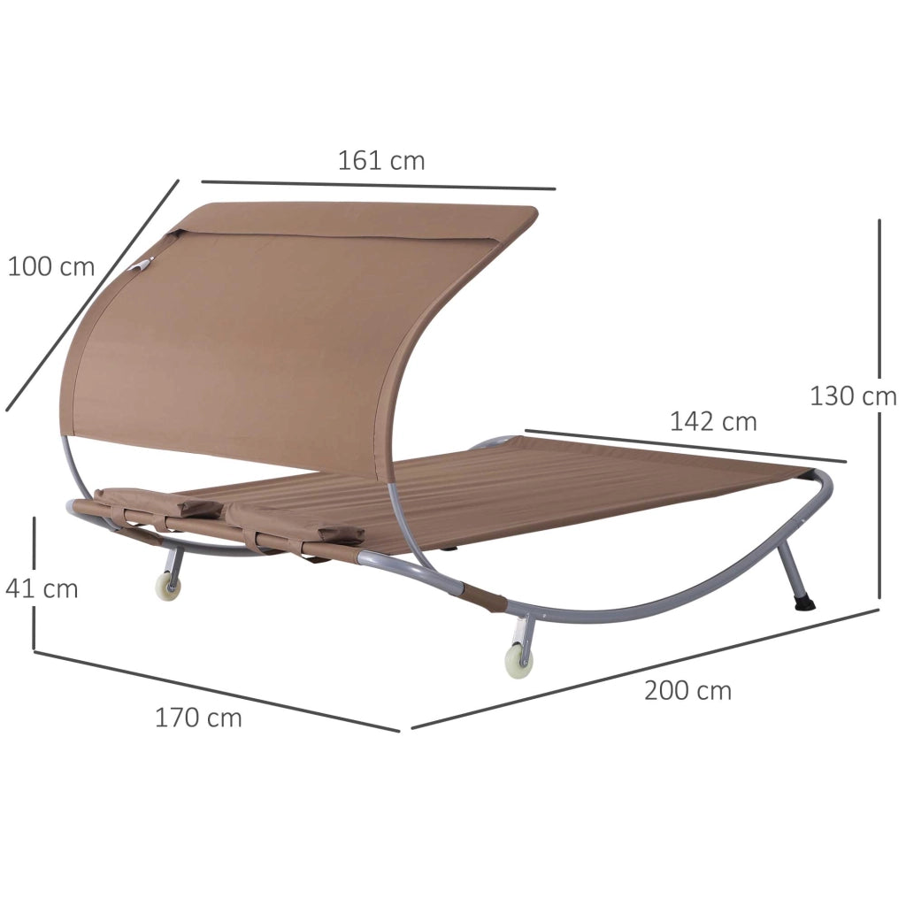 Letto da Giardino 2 Posti con Tetto Regolabile ¨C Zephmum ¨C Acero Epoxy Poliestere Marrone Scuro