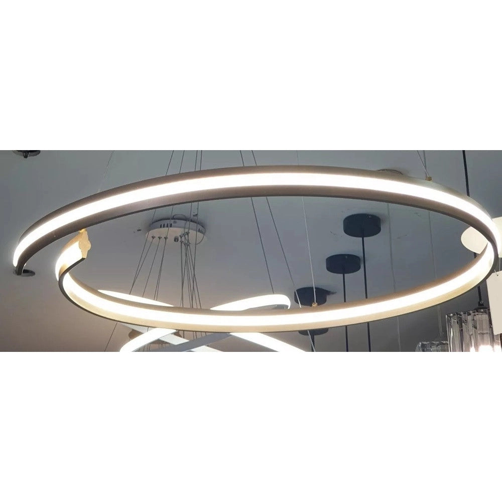 Trade Shop - Lampadario Led Moderno A Semicerchio 100w A Sospensione Luce 6500k 70cm Oro 33443 -