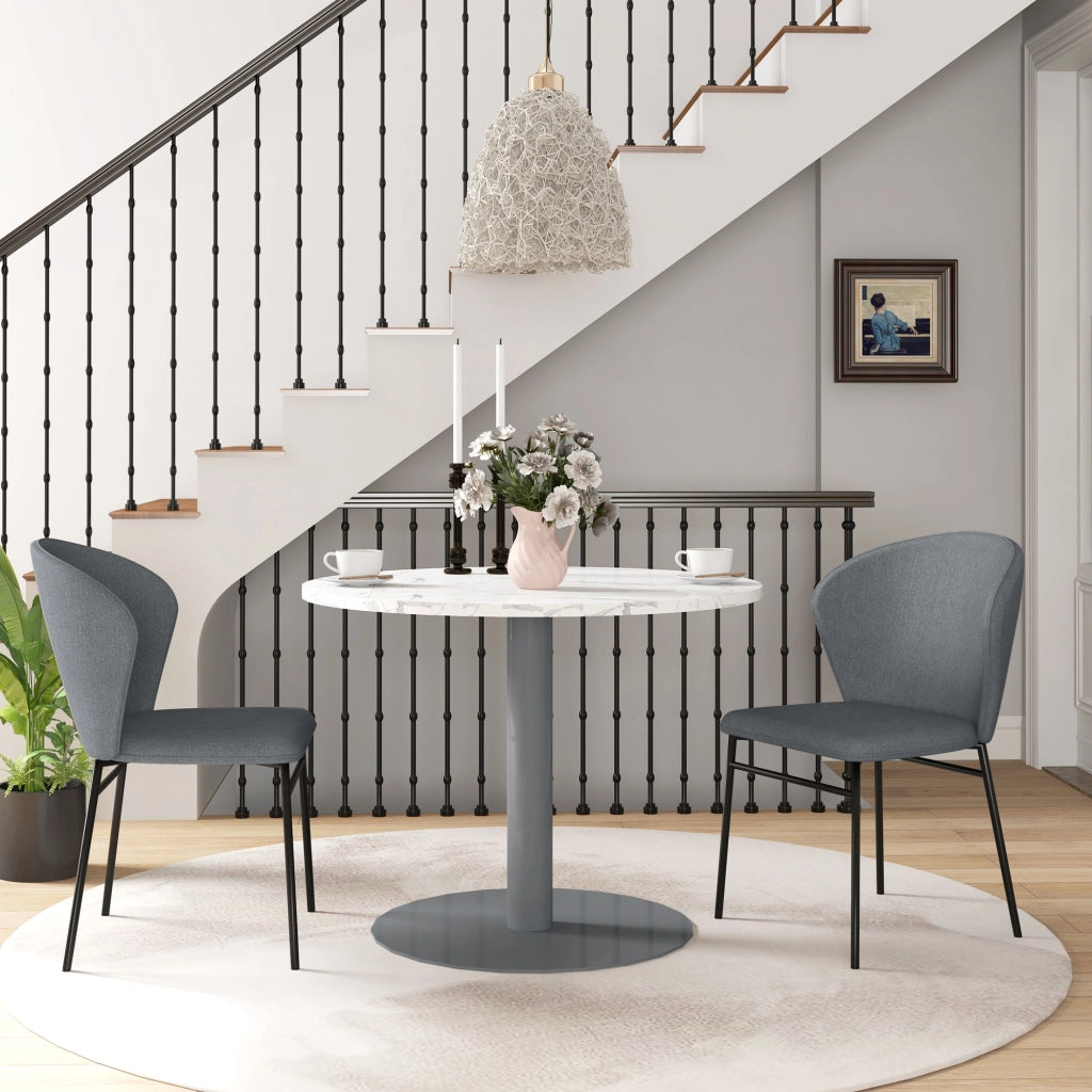 Set di 2 Sedie da Pranzo Imbottite in Tessuto ¨C Zephmum ¨C Grigio