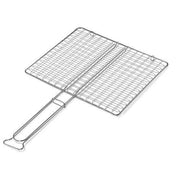 GRIGLIA A RETE PER BARBECUE SENZA PIEDI ACCIAIO CROMATO MANICO LUNGO 27X37 CM