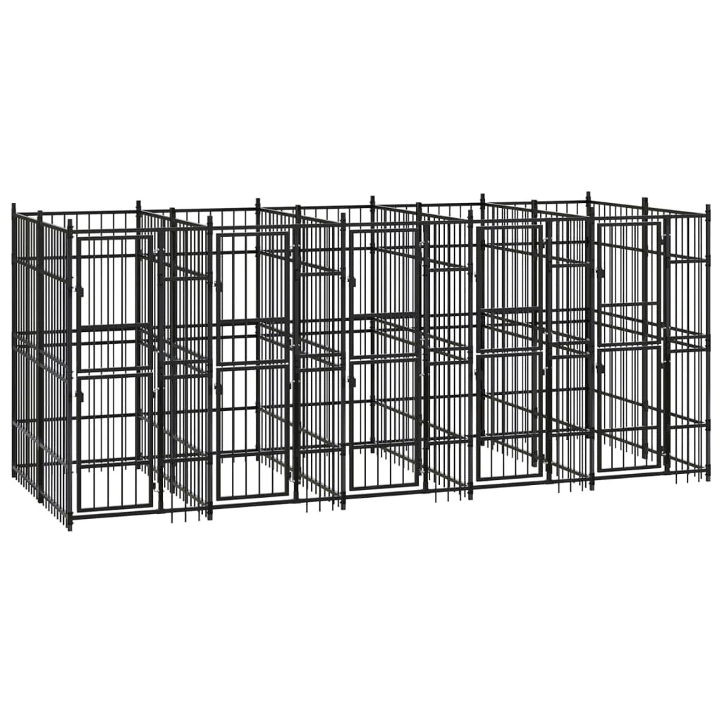 Cuccia/gabbia/recinto/zaino per cani da esterno acciaio 9,22 m² nero 02_0041887