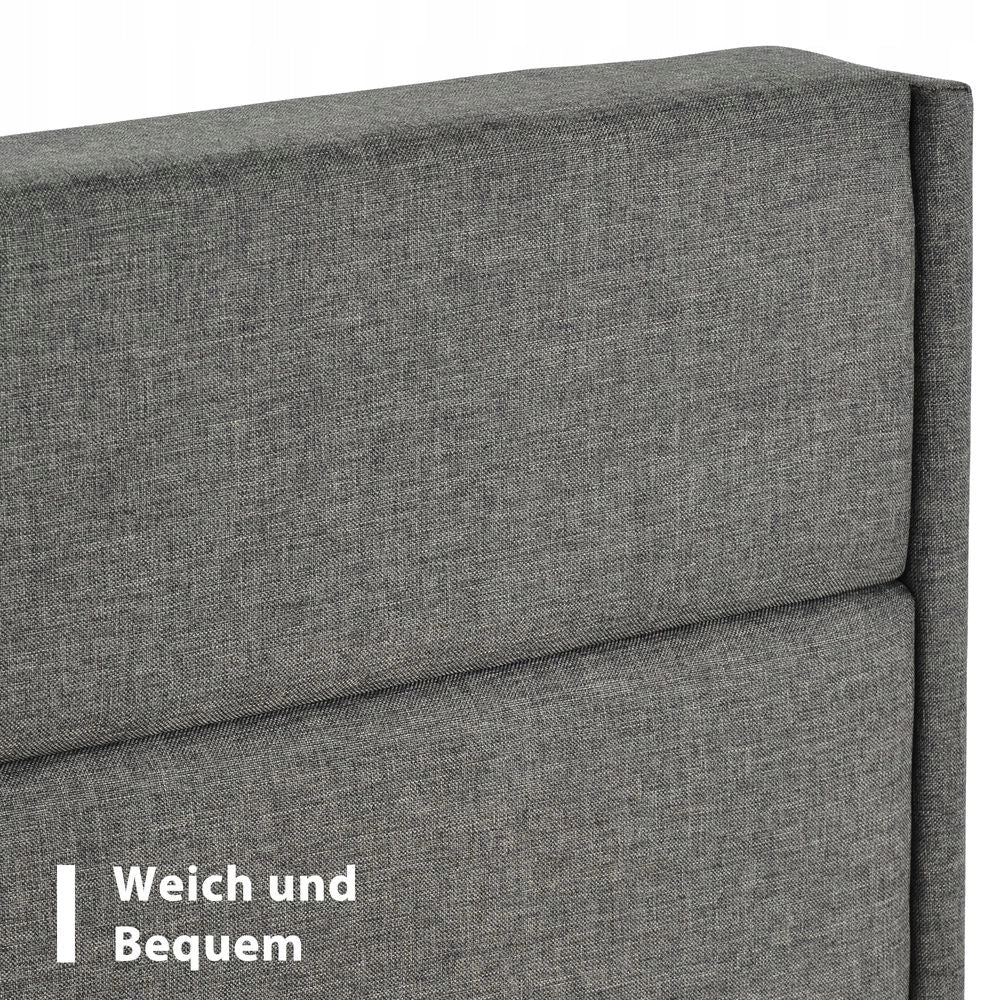 Letto per adolescenti - Xylo - 140x200 - Grigio scuro - Testiera imbottita