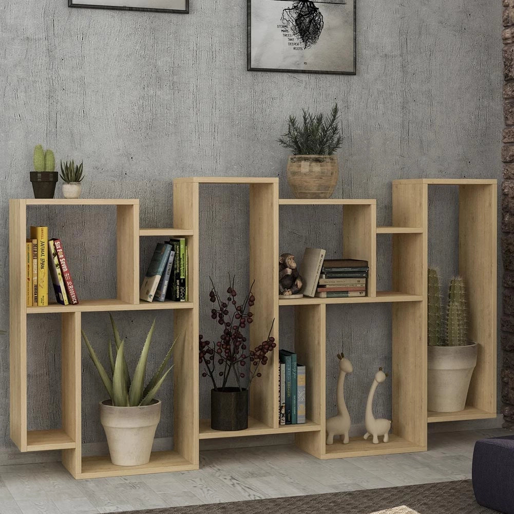Libreria Design Moderna Scaffale 8 Ripiani 168x96x25cm Casa Ufficio Quercia