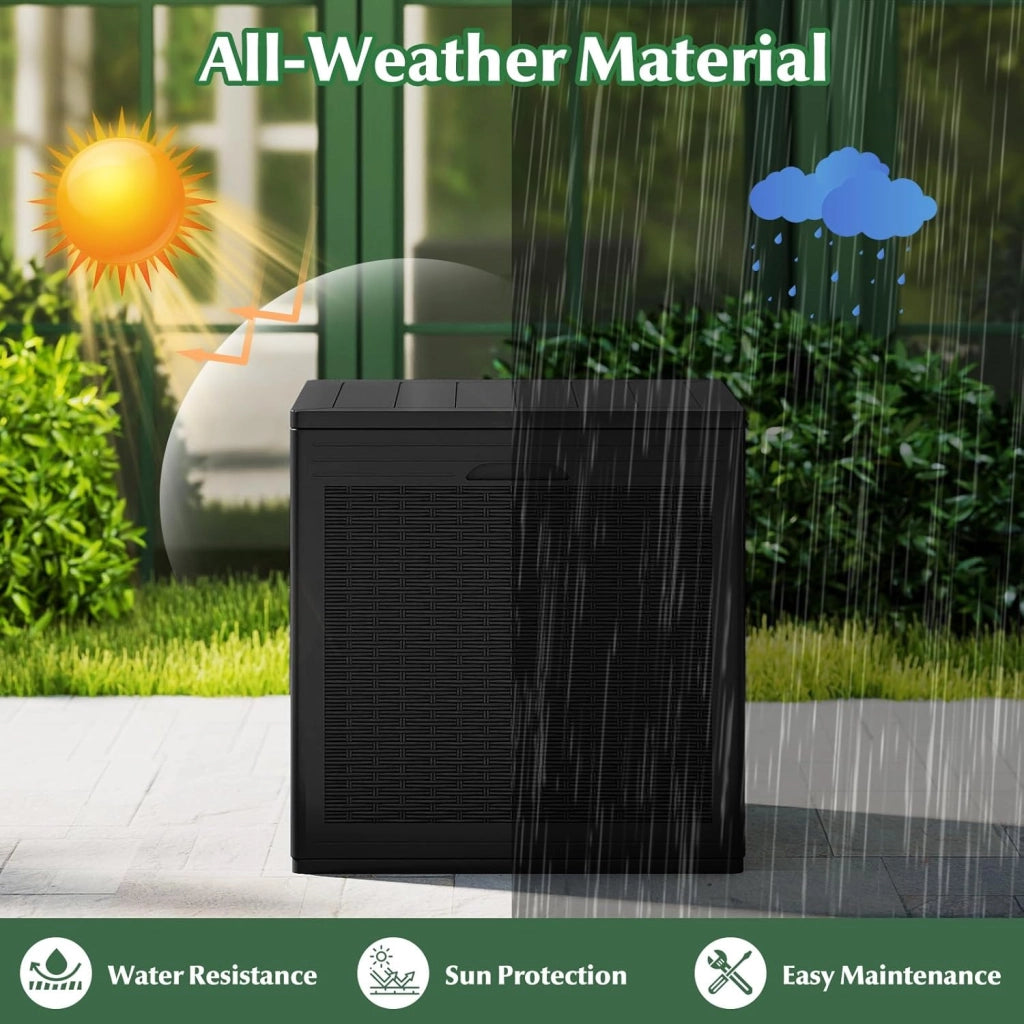 Baule da Giardino 145 L, Baule da Esterno con Coperchio con Coperchio Bloccabile, Contenitore per Cuscini in Plastica, Multibox Impermeabile Esterni, 56X56X61 cm
