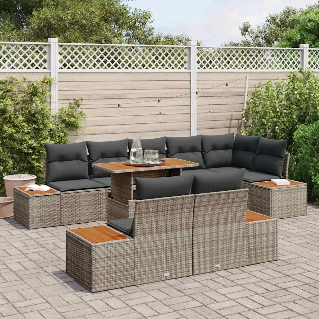 Set da Pranzo per Giardino con cuscino 9 pcs Grigio e Marrone 3350081