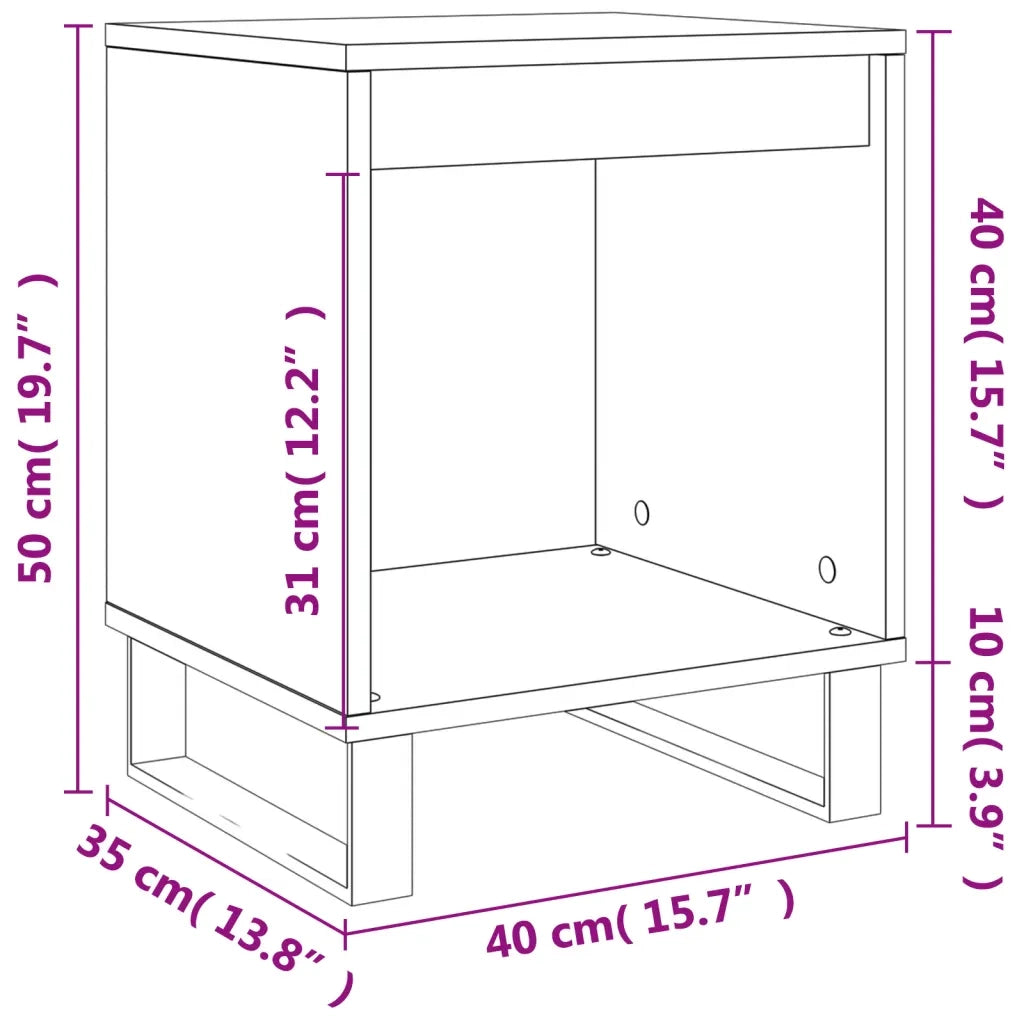 Comodini 2pz Neri 40x35x50 cm in Legno Multistrato 830735