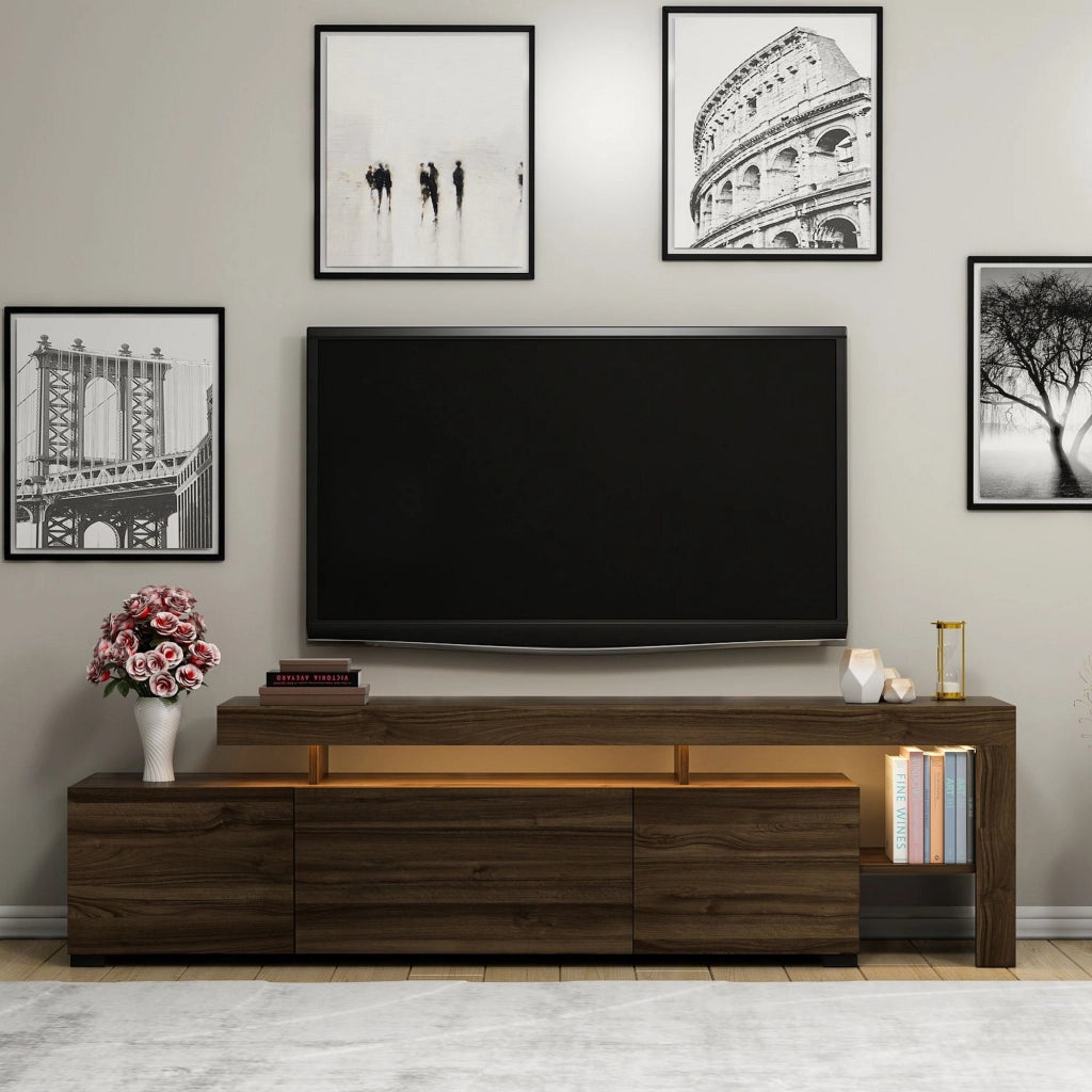 Trasacco, Mobile Porta tv un Ripiano, 192x37x53h cm Marrone Noce
