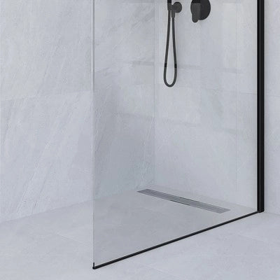 Doccia Walk-In 170 cm trasparente 6 mm profilo nero opaco H 200 cm Klug