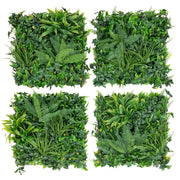 Set di 4 pannelli di siepe artificiale 50 x 50 cm soluzione decorativa e frangivista stile moderno in PE verde 20_0019217