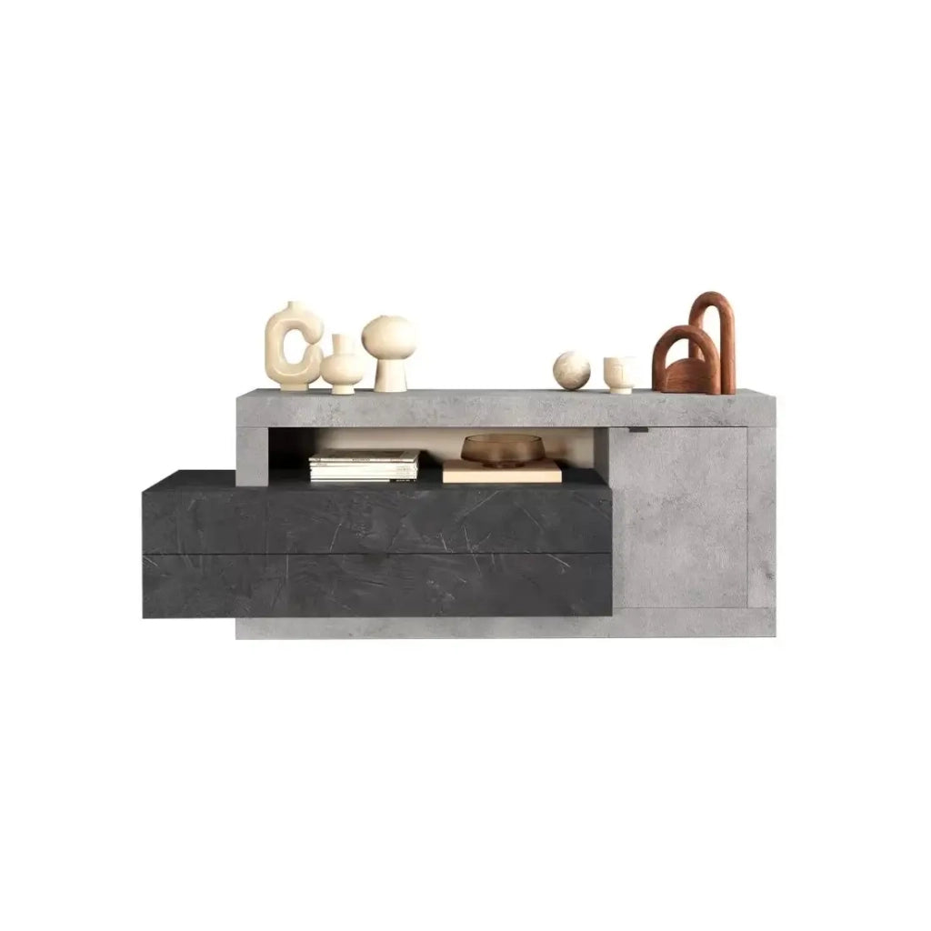 Mobile TV 2 porte 2 cassetti, collezione ACCESS, bianco/quercia chiara