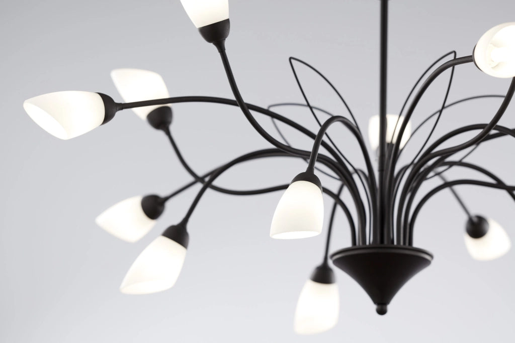 Lampadario GLORIOSA Jupiter nero opaco 15xG9 a catena