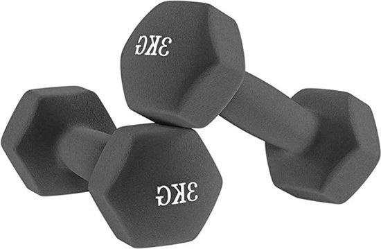 Set di manubri antiscivolo per allenamento a casa - 2 x 3 kg - set di manubri per ginnastica e aerobica