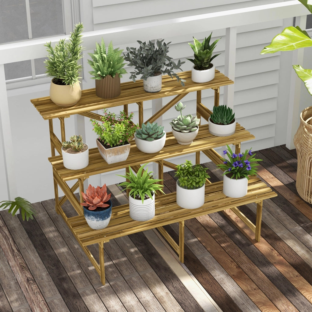 Tavolino da caff¨¨ ¨C zephmum ¨C 3 piani in legno naturale 78 cm