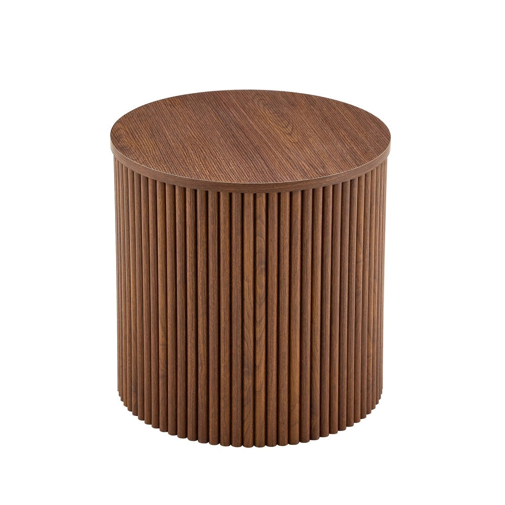 Set 2 Tavolini da Caff¨¨ Rotondi con Ripiano ¨C MINIMAL ¨C MDF Effetto Noce