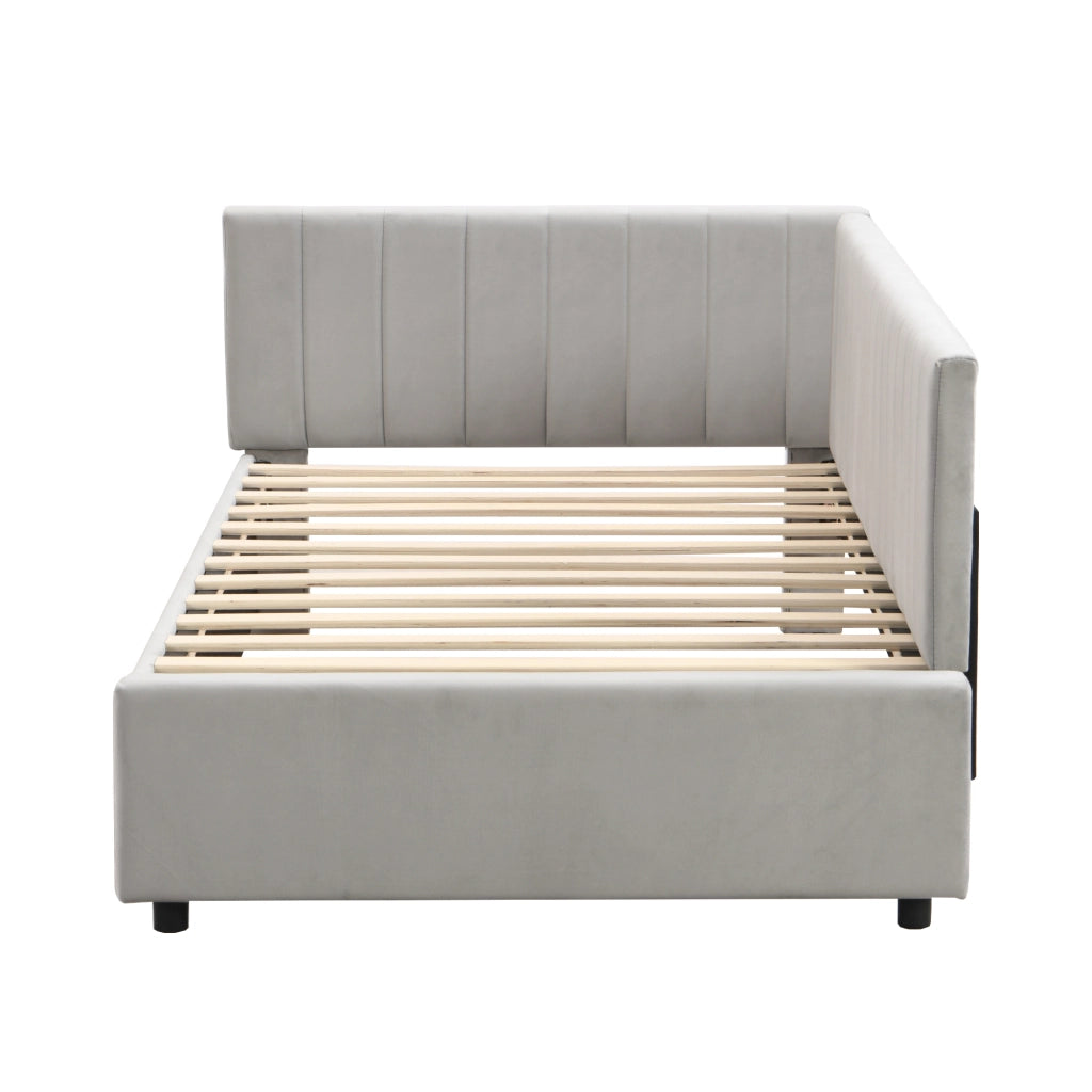 OKWISH Letto Divano 90 x 200 cm, Letto Singolo Imbottito con Schienale Reversibile, senza Materasso, Grigio