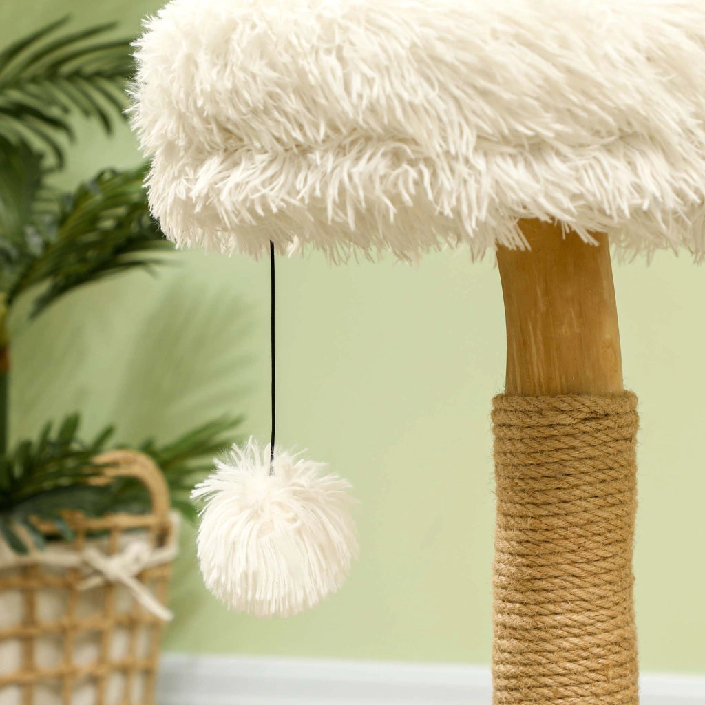 Albero tiragraffi per gatti con letto e piattaforma ¨C zephmum ¨C bianco 61.5 cm