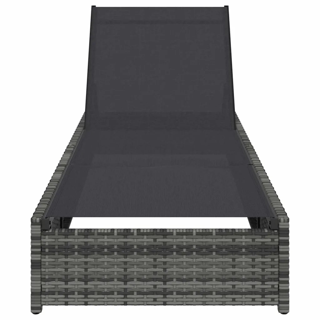 Lettino da Lettino sole | Sdraio da giardino | Lettino da sole Grigio 200.5 x 70 x 75 cm polyrattan