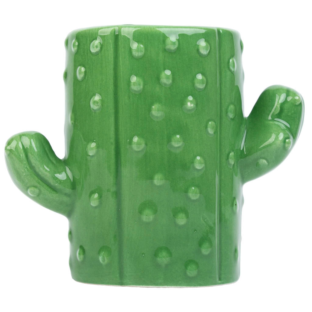 Portapenne cactus in ceramica verde 13,5x7,8x11h