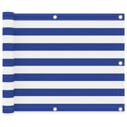 Paravento per balcone frangivista 75 x 600 cm tessuto Oxford bianco e blu 02_0010069
