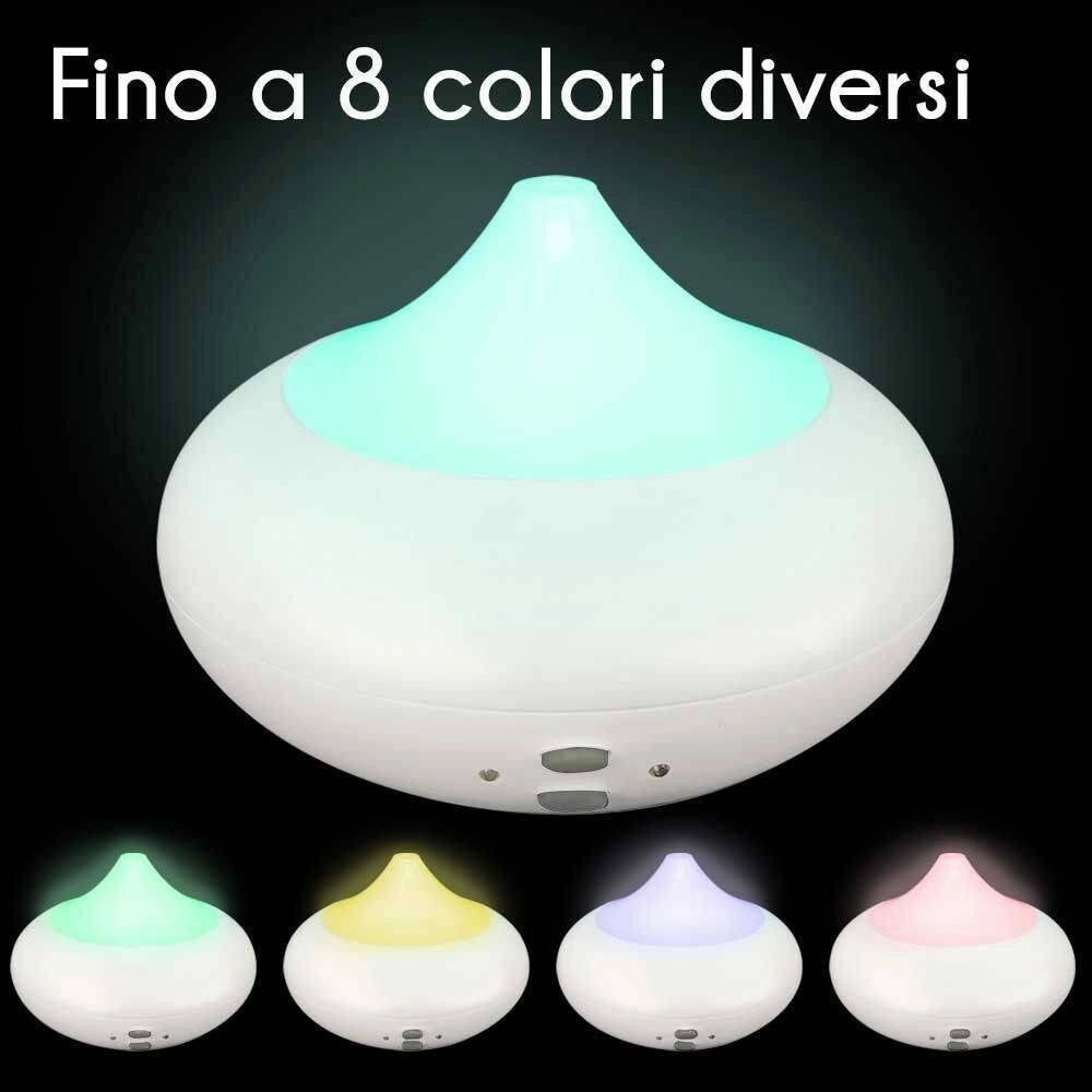 Trade Shop - Diffusore Aromi Usb Luce Led 8 Colori Aromaterapia Olio Profumato Bianco 140ml -