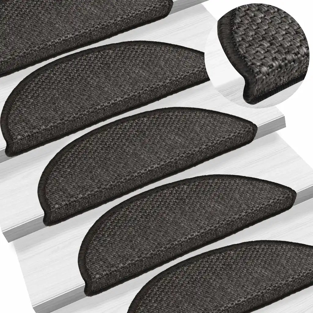Tappeti Adesivi Scale Aspetto Sisal 30 pz 56x17x3 cm Antracite