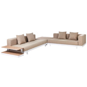 Set di divani 5 posti con tavolini Beige Tessuto Poliestere Cuscino Media Resistenza Giardino Stile Moderno Esterno