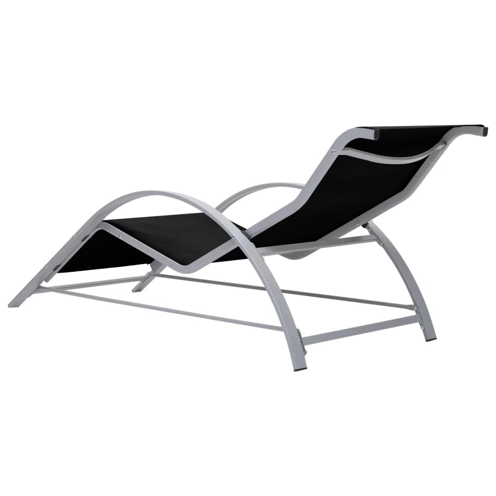 Set di 2 lettini prendisole sedie a sdraio lettini prendisole aiuole da giardino mobili da giardino con tavolo in alluminio nero 02_0012074