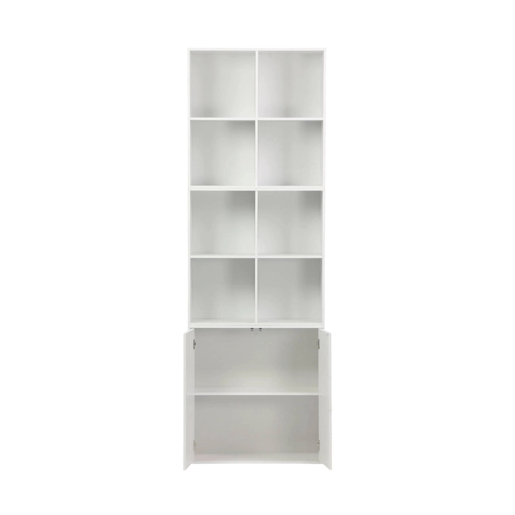 Libreria modulare in legno 3 elementi, 2 ante 8 vani, bianco