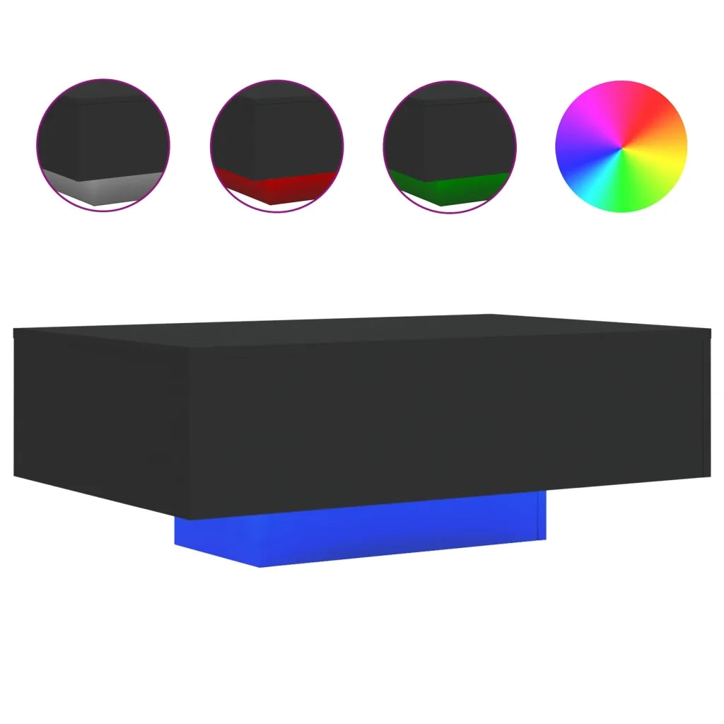 Tavolino da salotto | Tavolino da caff¨¨ | Tavolino da Soggiorno con Luci LED Nero 85x55x31 cm