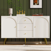 Credenza crema con 2 ante, 3 cassetti e ripiano regolabile