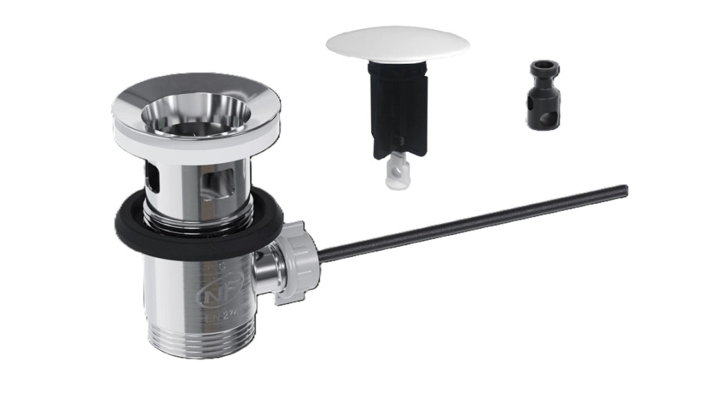Scarico per lavabo e bidet del bagno, modello pop up in acciaio inox 304 – spazzolato con tappo REVO grande Colore: Gun metal spazzolato PVD