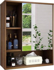 Cassa da Bagno con Specchio - Armadio da Bagno - Mobili per WC e Toilette - Colore Moka