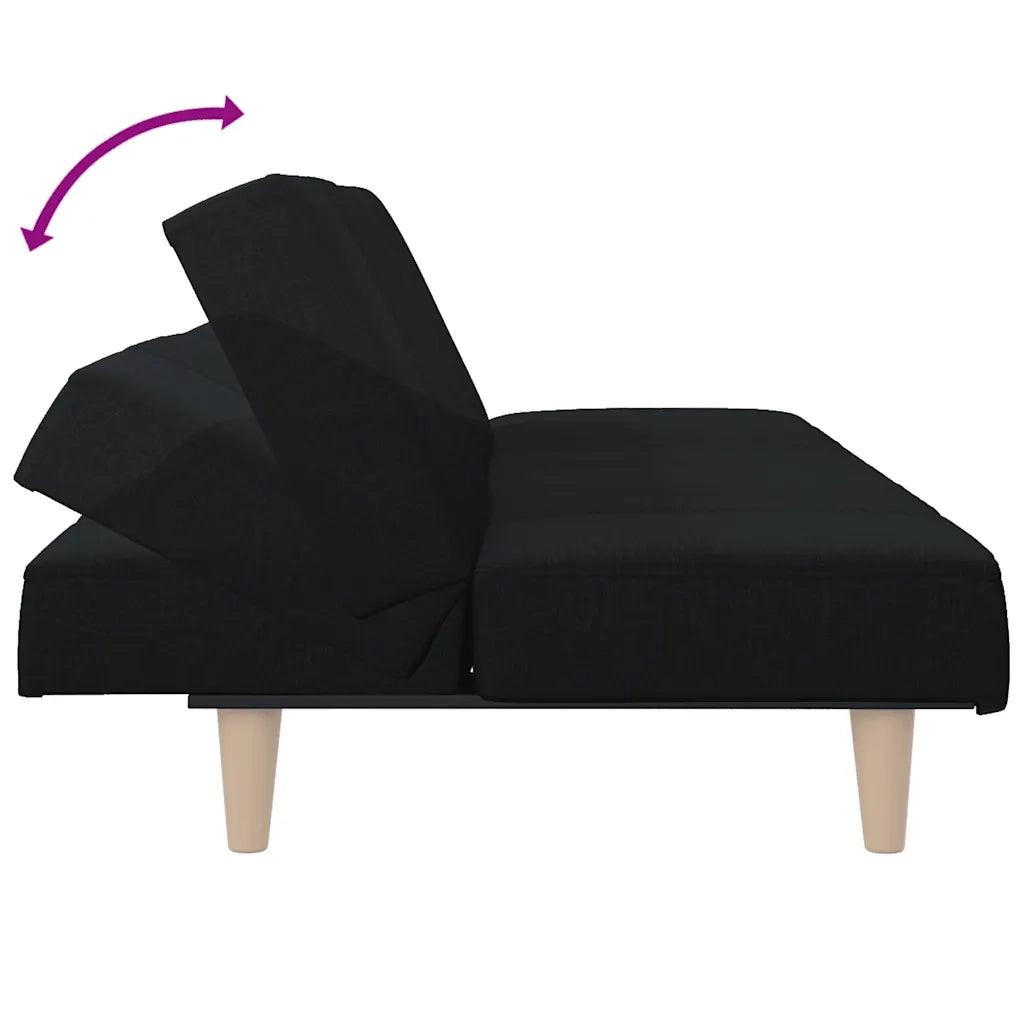 Divano Letto Nero in Tessuto
