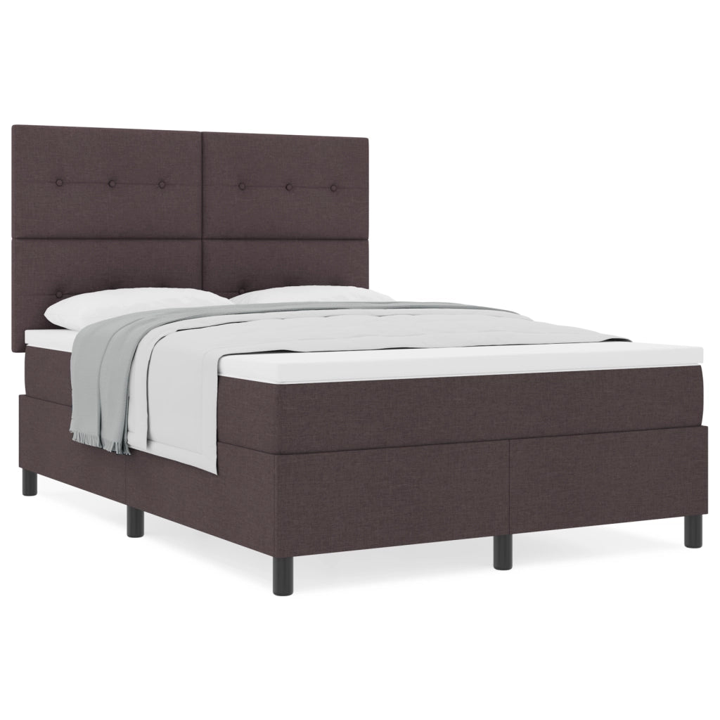Letto Box Spring Marrone Scuro 160x200 cm Tessuto