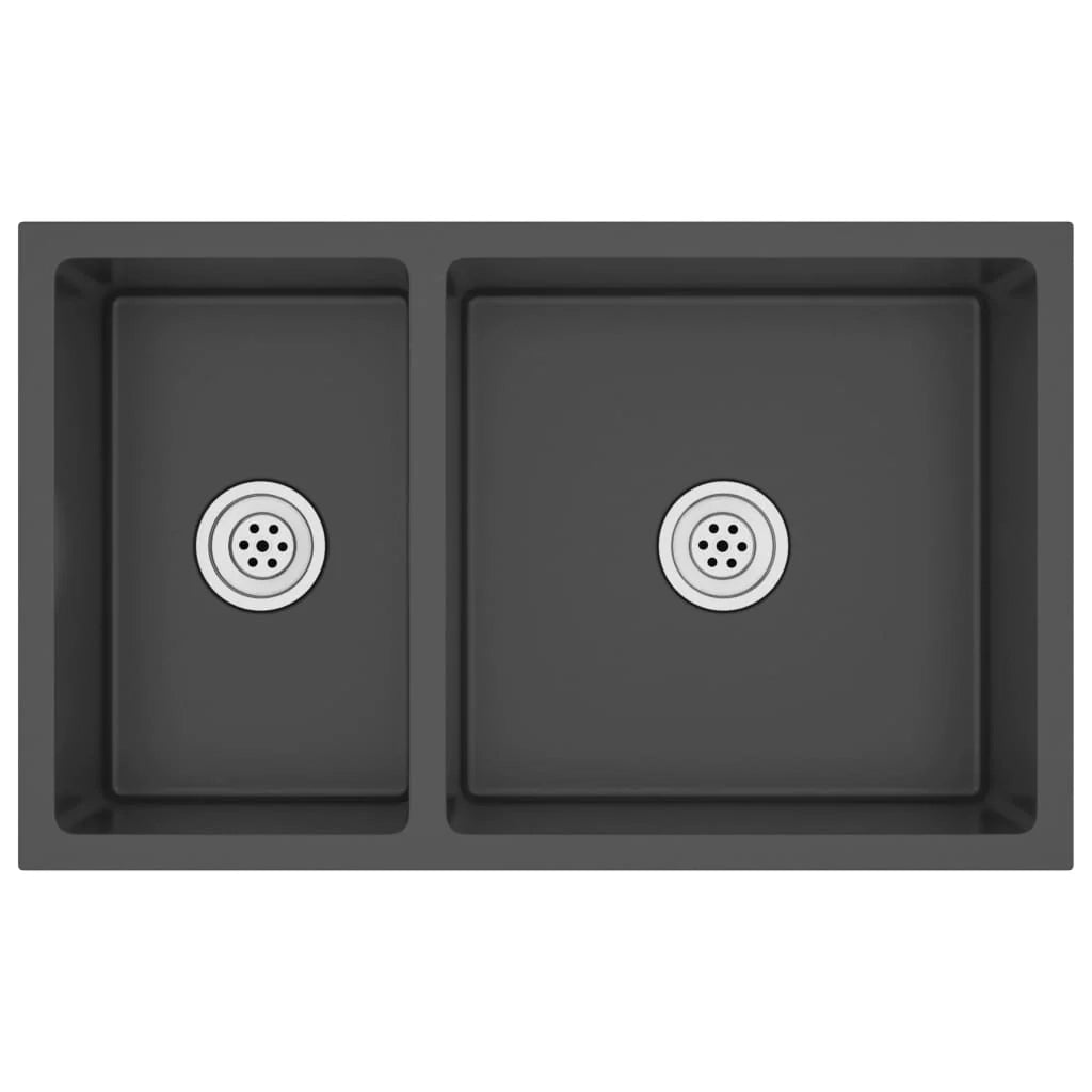 Lavello da cucina 62 x 36 x 51 cm acciaio inox nero 02_0002478