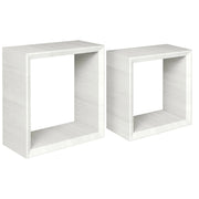 Set di 2 Mensole da Muro, Cubi Arredo, Mensole Cubo, Cubi da Parete, Cubi Portaoggetti, Rovere Sbiancato 35x35 p15,5 cm, e 30x30 p15,5 cm - Ginevra