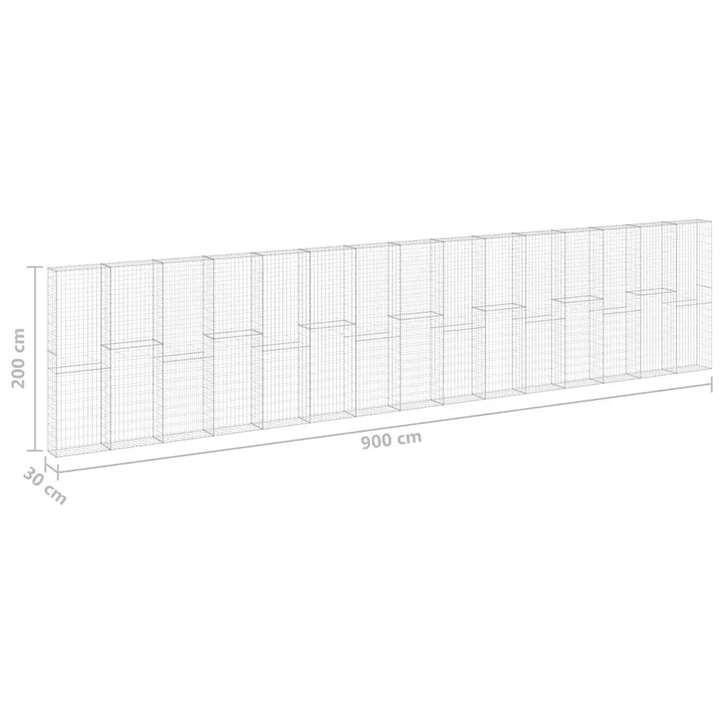 Gabbione in Acciaio Zincato Coperto 900x30x200 cm 147819