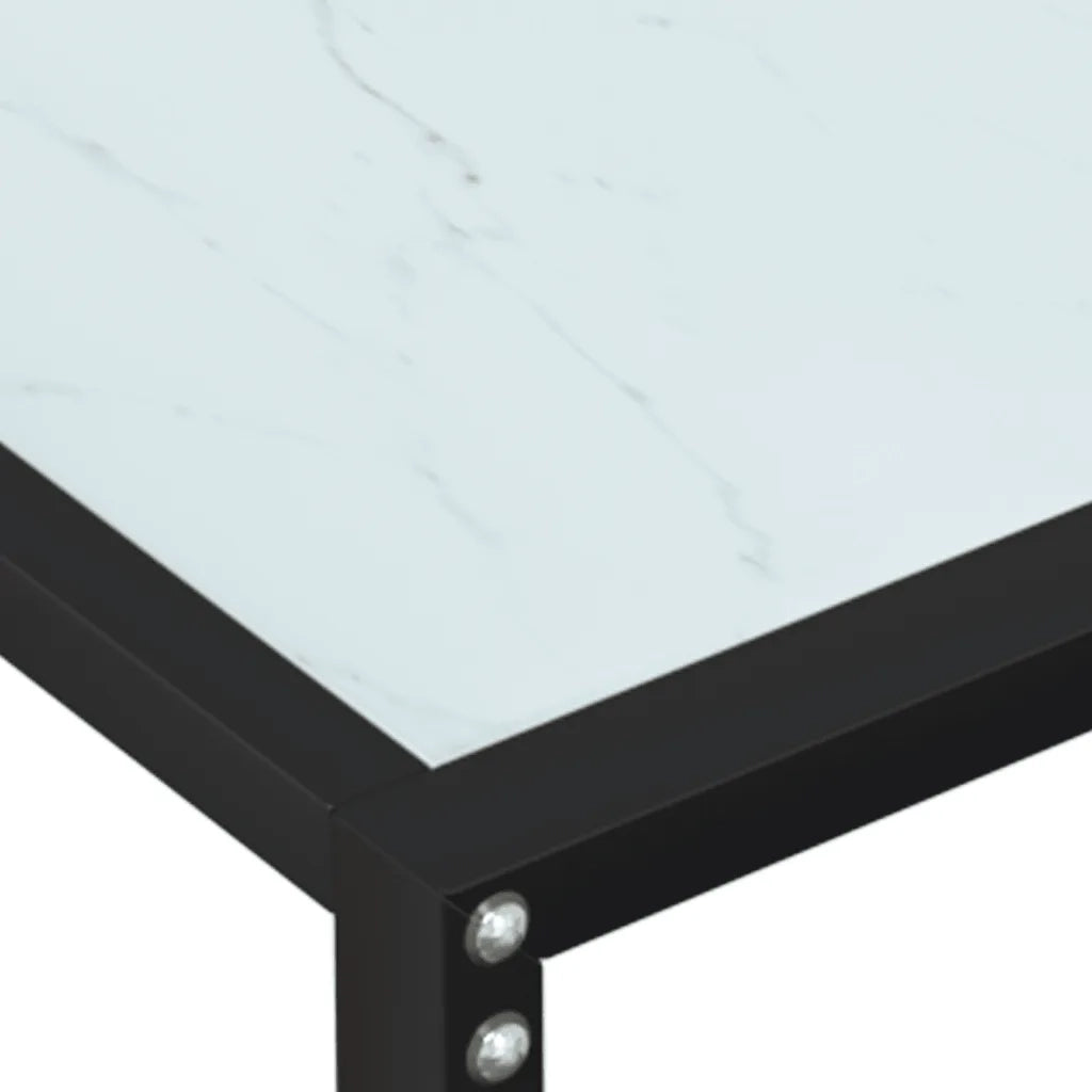 Tavolo Consolle Bianco Marmo 160x35x75,5 cm in Vetro Temperato cod mxl 20553