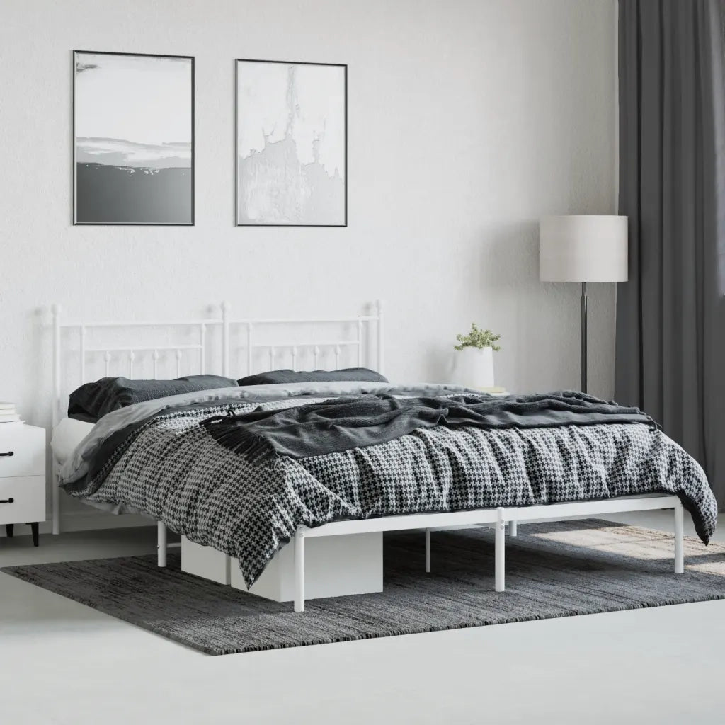 Giroletto con Testiera Metallo Bianco 160x200 cm 353589