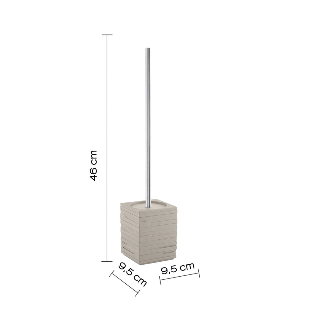Scopino con ciuffo in setole d'appoggio in resina QU33 Gedy serie QUADROTTO Tortora Chiaro
