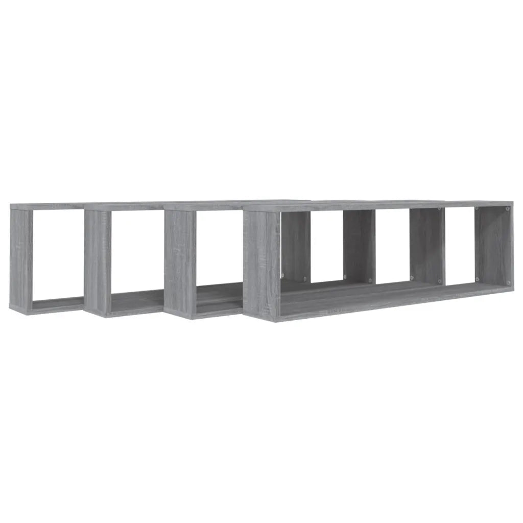 Mensole Cubo Muro 4pz Grigio Sonoma 100x15x30 Legno Multistrato 815910