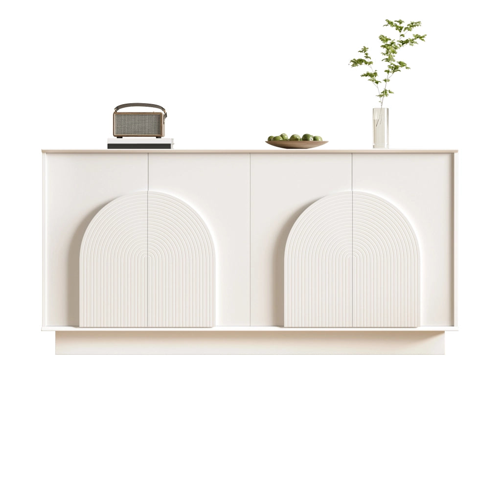 Credenza con 4 ante e ripiani interni - per soggiorno e sala da pranzo - in MDF - 160×38×80 cm - bianco