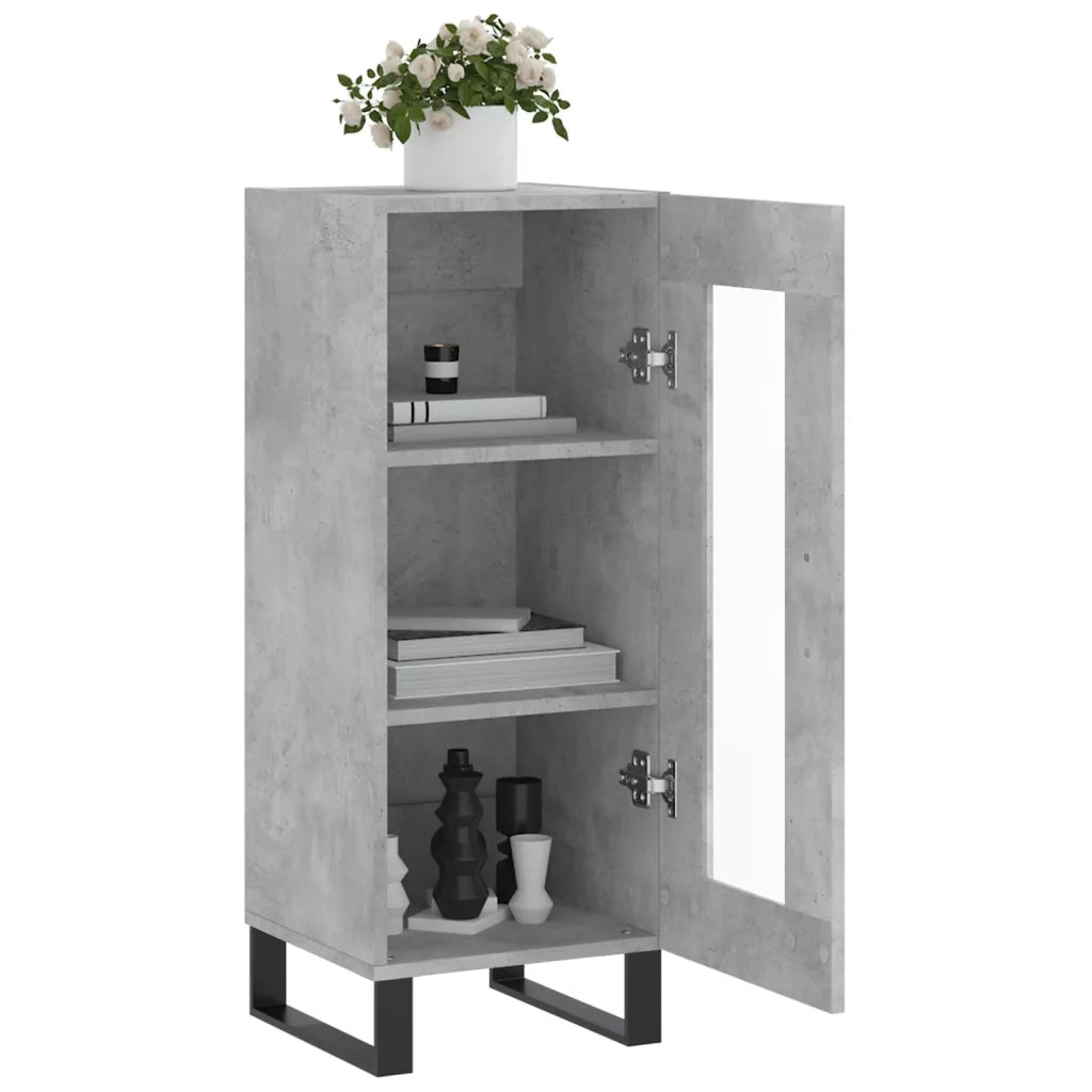 Credenza Grigio Cemento 34,5x34x90 cm in Legno Multistrato 828824