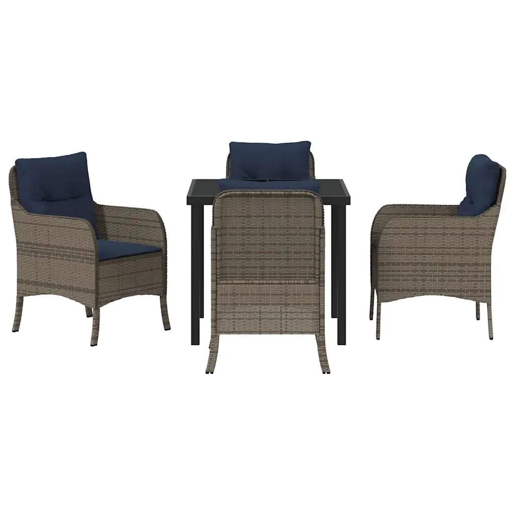Set da Pranzo per Giardino con cuscino 5 pcs Grigio polyrattan 3380191