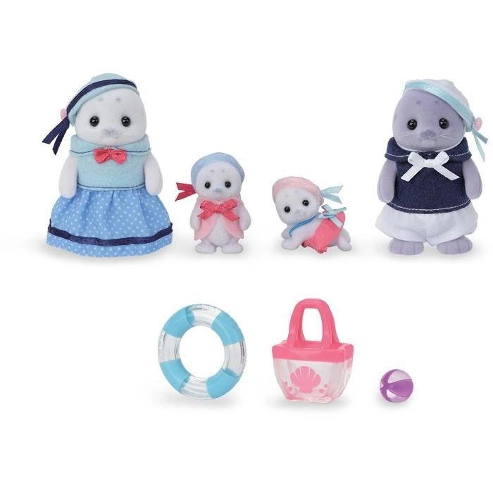 Famiglia Articolata - SYLVANIAN FAMILIES - Famiglia Foche - 4 Personaggi e Accessori da Spiaggia