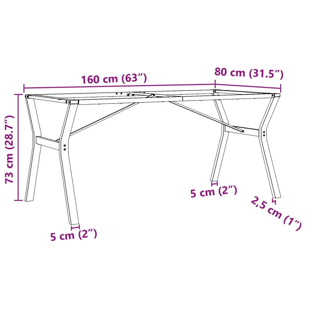 Telaio Gambe a Y per Tavolo da Pranzo 160x80x73 cm in Acciaio